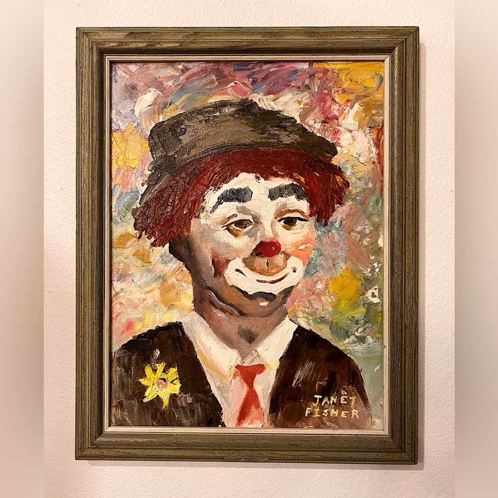 Vintage 1971 clown Painting